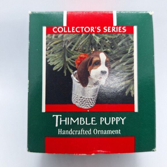 Vintage 1989 Hallmark‎ Keepsake Collectors Series Ornament #12 Thimble Puppy - Picture 1 of 9